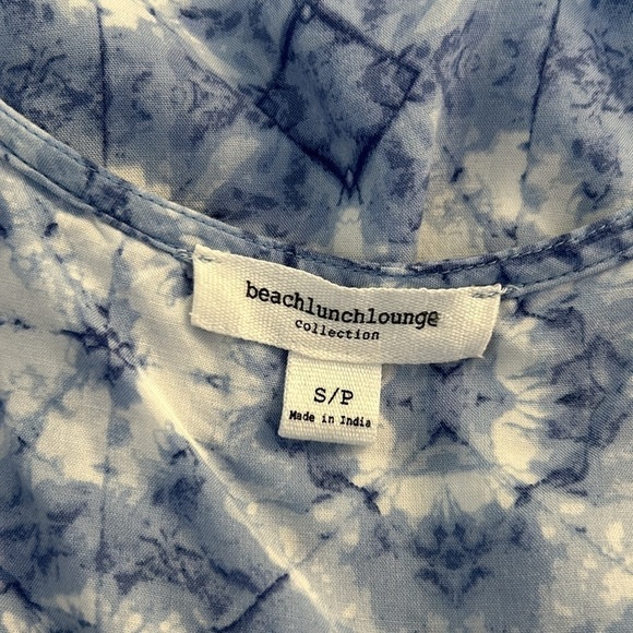 Beach Lunch Lounge Blue & White Tie Dye V-Neck Summer Vacation Dress Size Small - Picture 6 of 7